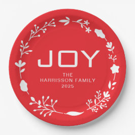 Freudiger Blumen-Weihnachtskranz Familie Benutzerd Pappteller