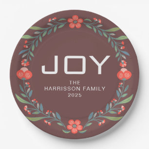 Freudiger Blumen-Weihnachtskranz Familie Benutzerd Pappteller