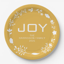 Freudiger floraler Weihnachtskranz Familie benutze Pappteller