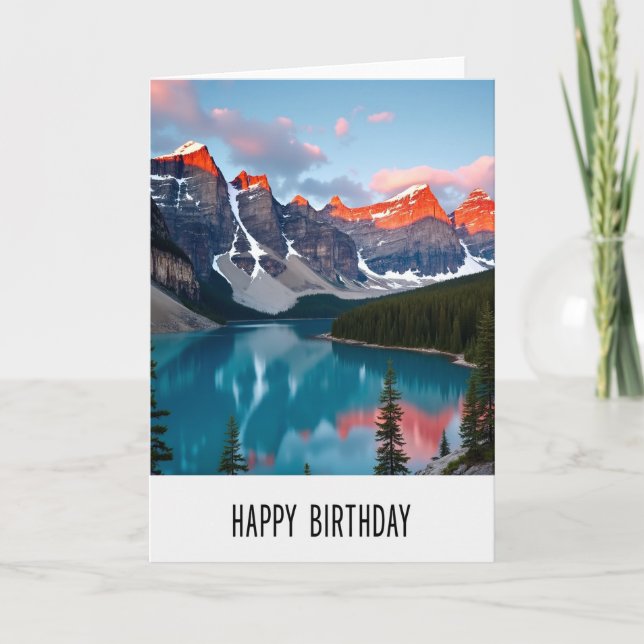 Freudiger Geburtstag Alpensee Karte (Vorderseite)