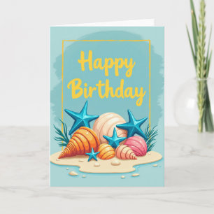 Freudiger Geburtstag-Meeresmuschel-Karte Karte