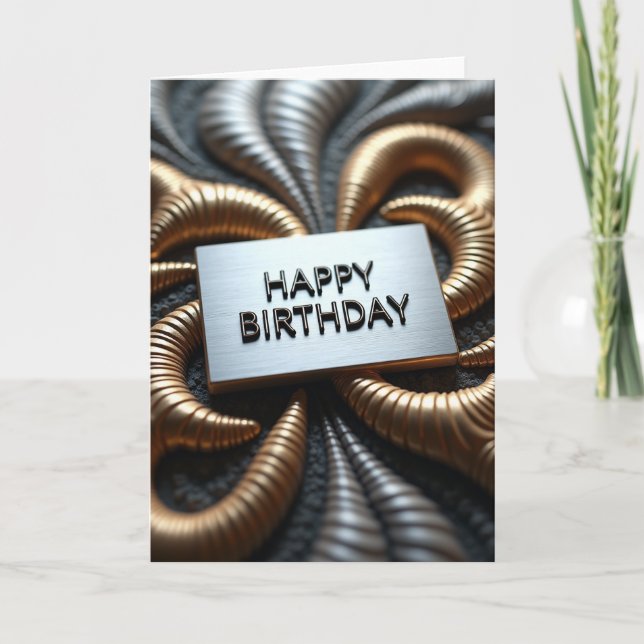 Freudiger Geburtstag Metallic Swirl Karte (Vorderseite)