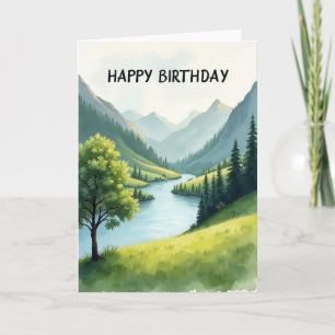 Freudiger Geburtstag Mountain View Karte