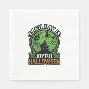 Freudiger Halloween-Spook-Haus-Hexen-Katze jeden T Serviette