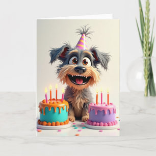 Freudiger Hunde-Partyhut-Geburtstagskarte Karte