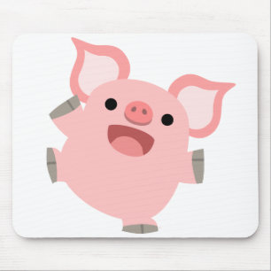 Freudiges Cartoon-Schwein Mousepad