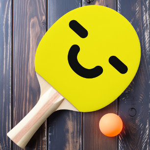Freudiges Smiley-Gesicht Gelbes Ping-Pong-Schläger Tischtennis Schläger
