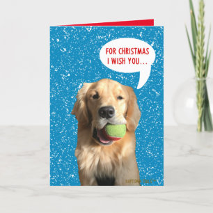 Freudlicher Hund mit Ball Weihnachtskarte Dankeskarte