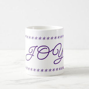 Freudlicher Text und Schneeflocken Sterne Kaffeetasse