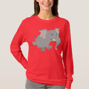 Freudvoller Cartoon Elephant Women T - Shirt