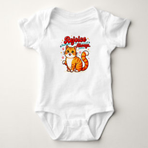 Freue dich immer Rotschopfkatze Süße christliche Baby Strampler