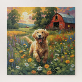 Freuen Golden Retriever auf der Ranch Puzzle