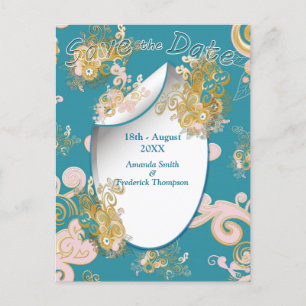 Freuen Sie sich auf Abstrakt rosa, himmelblau - ro Ankündigungspostkarte