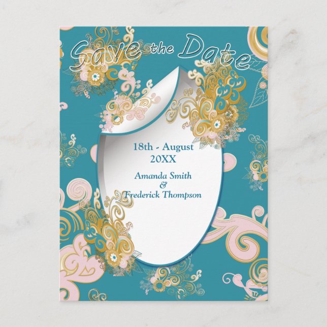 Freuen Sie sich auf Abstrakt rosa, himmelblau - ro Ankündigungspostkarte (Vorderseite)