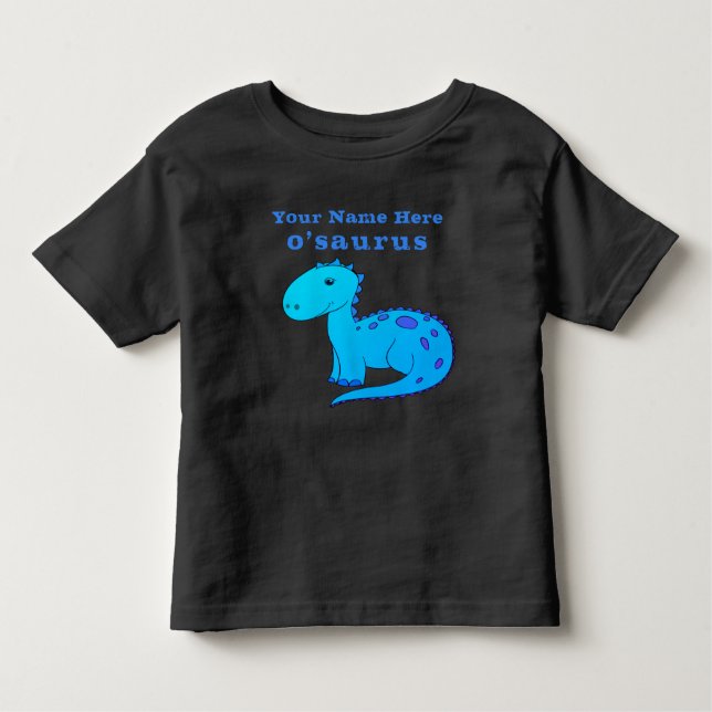 Freuen Sie sich auf Blue Dinosaurier mit Kindernam Kleinkind T-shirt (Vorderseite)