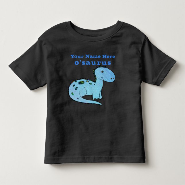 Freuen Sie sich auf Blue Dinosaurier mit Kindernam Kleinkind T-shirt (Vorderseite)