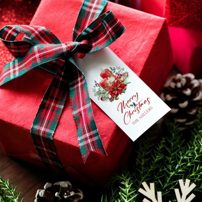 Freuen Sie sich auf Blume und Kerzen in der Weihna Geschenkanhänger (Von Creator hochgeladen)