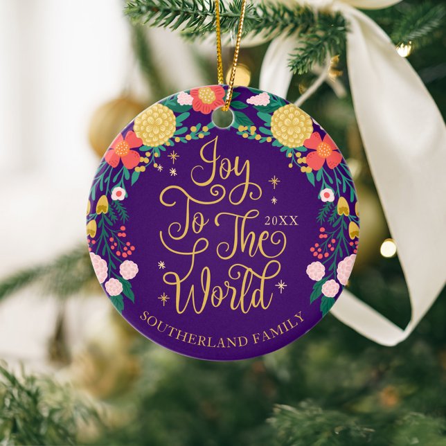 Freuen Sie sich auf den Blumengarten mit eleganten Keramik Ornament (Joy To The World Floral Garden Elegant Photo Frame Ceramic Ornament)