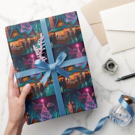 Freuen Sie sich auf die Weihnachtsszene Geschenkpapier