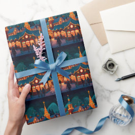 Freuen Sie sich auf die Weihnachtsszene Geschenkpapier
