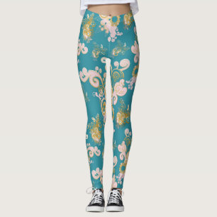 Freuen Sie sich auf ein abstraktes Blume-Blätterde Leggings