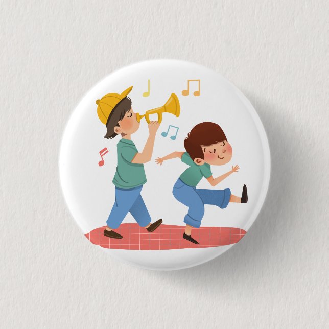 Freuen Sie sich auf ein buntes Musikdesign Button (Vorderseite)