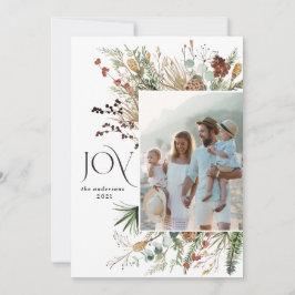 Freuen Sie sich auf moderne 1 Foto Aquarell Botani Feiertagskarte