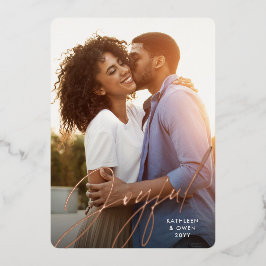 Freuen Sie sich auf moderne Drehbücher Rose Gold W Folien Feiertagskarte