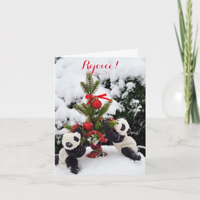 Freuen Sie sich auf Weihnachten Neue Jahre Pandas  (Vorderseite)