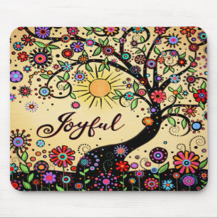 Freuen Sie sich auf Whimsical Colorful Tree Mousepad