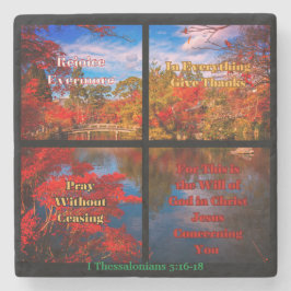 Freuen Sie sich, beten, danken Steinuntersetzer