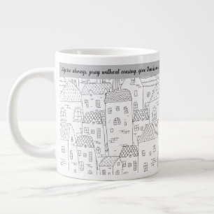 Freuen Sie sich immer Schwarz-weiß Village 20 oz T Jumbo-Tasse