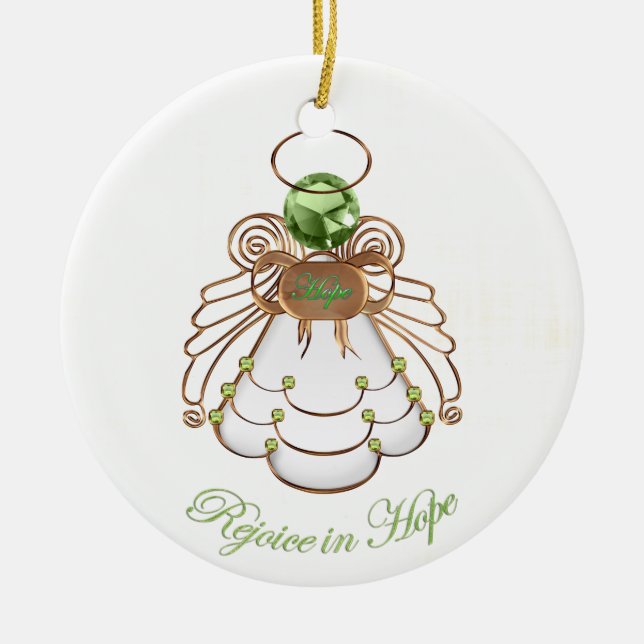 Freuen Sie sich in der Hoffnung - Weihnachtsengel Keramik Ornament (Vorne)