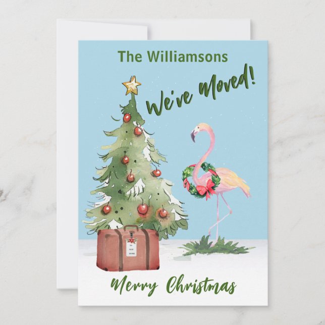 Freuen wir uns über den Flamingo Weihnachtsbaum Ankündigung (Vorderseite)