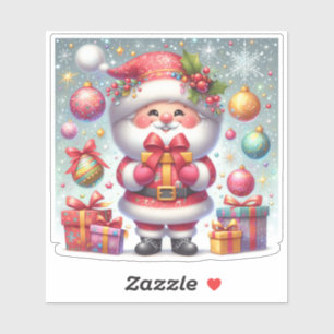 Freuer Weihnachtsmann mit festlichen Geschenken Aufkleber