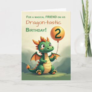 Freund 2. Geburtstag Niedlich Dragon Holloon Karte