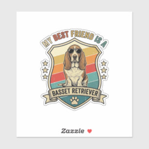 Freund Basset Retriever Hund Sonnenbrille Retro Sc Aufkleber