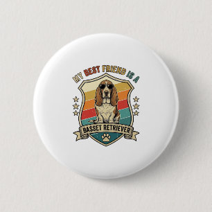 Freund Basset Retriever Hund Sonnenbrille Retro Sc Button