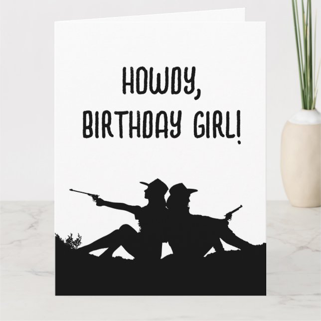 FREUND COWGIRLS WILD WEST BIRTHDAY GREETING CARD KARTE (Vorderseite)