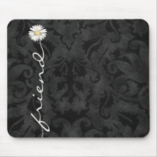 Freund Daisy auf schwarzem Damast Mousepad