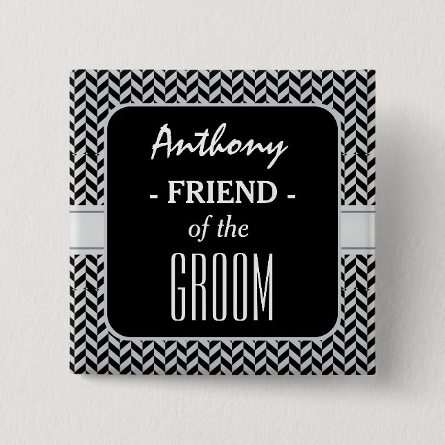 FREUND DES GROOM Trendy Hahnentrittmuster A09 Button (Vorderseite)