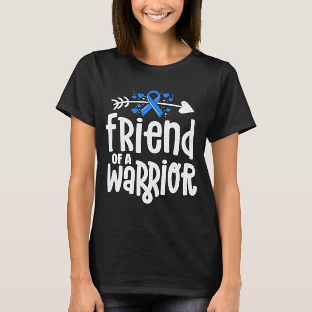 Freund eines Warrior Support Teams Blue Ribbon Awa T-Shirt (Vorderseite)