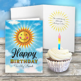 Freund Geburtstag Gelborange Lächelnde Sun Card Karte