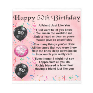 Freund-Gedicht - 50. Geburtstag Notizblock