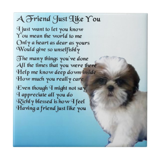 Freund-Gedicht - Entwurf Shih Tzu Fliese (Vorderseite)