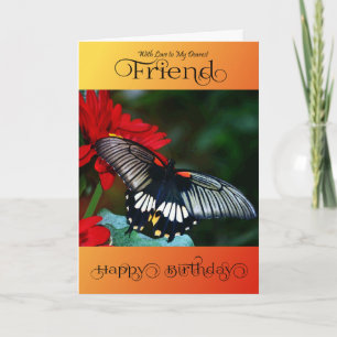 Freund - Happy Birthday - Black Butterfly Karte