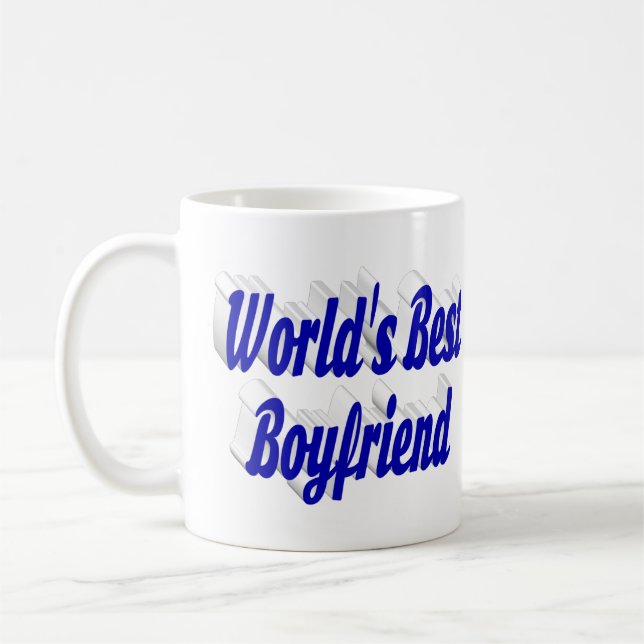 Freund mit blauer Halbschrift Kaffeetasse (Links)