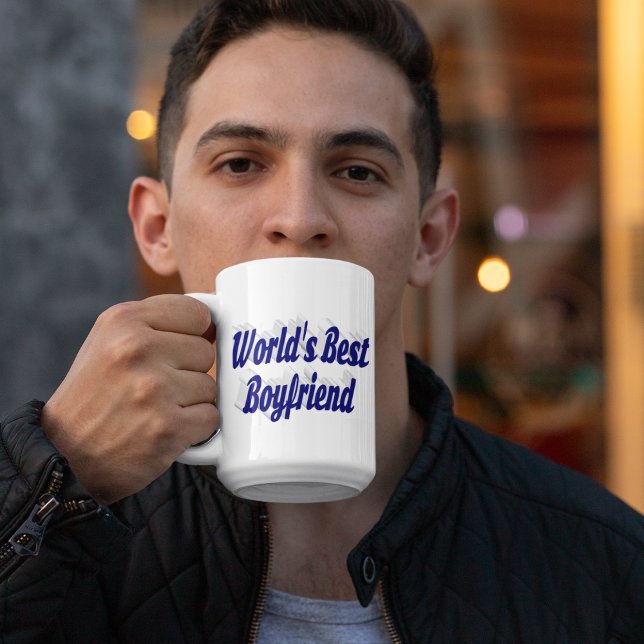 Freund mit dunkelblauer Halbschrift Jumbo-Tasse (Von Creator hochgeladen)