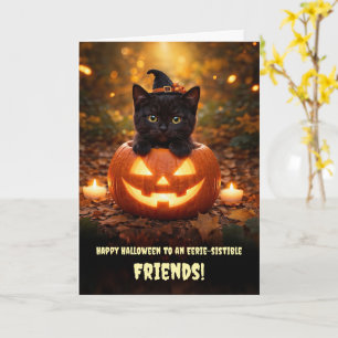 Freund oder Freunde Frohes Halloween Schwarze Katz Karte