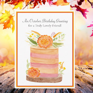 Freund Oktober Geburtstag Tagetes auf Kuchen Karte